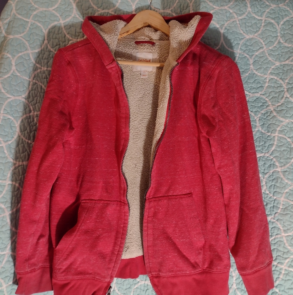 Fleece lined zip front kids hoodie size Large 12-14